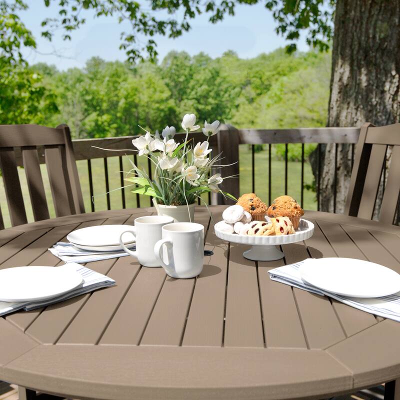 Lehigh 5-piece Outdoor Dining Set - 48" Round Table, Counter-height