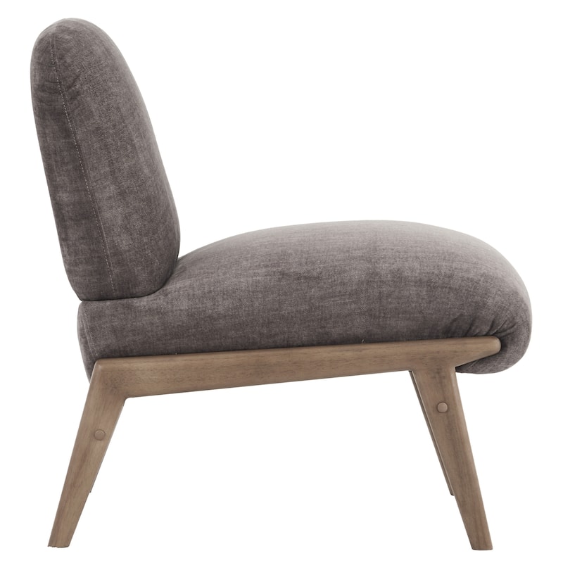 Contemporary Velvet & Solid Wood Accent Chair