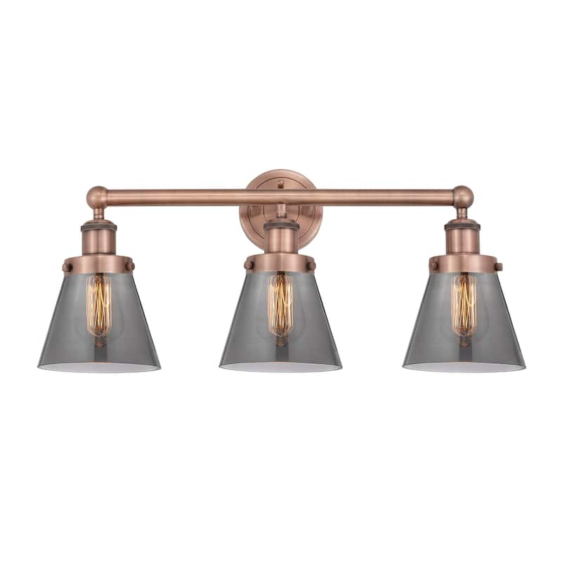 Innovations Lighting 616-3W-10-25 Cone Vanity Cone 3 Light 25" Wide - Antique Copper / Plated Smoke