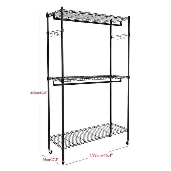 Homdox 5 Tier Metal Storage Shelves with Wheels, Heavy Duty Wire Shelving  Unit, Adjustable Storage Racks with Side Hooks for Bathroom Kitchen Garage