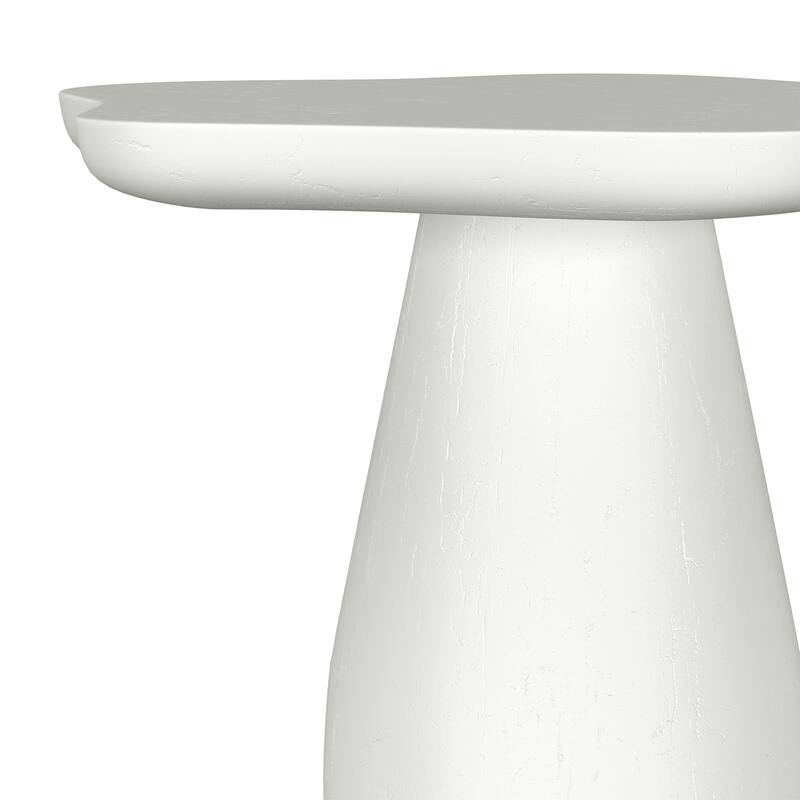 Wooden Side Table with Cloud-Shaped Top in Off White
