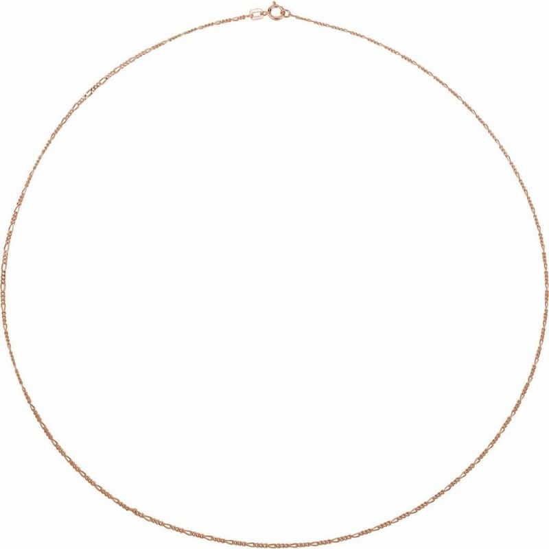 Curata 14k Rose Gold 1.28mm Figaro Chain Necklace (Spring Ring)