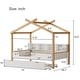 preview thumbnail 4 of 10, White Full Size Wooden House Bed with Storage Bookshelf Original Wood Colored Frame with Twin Trundle for Children or Guest Room