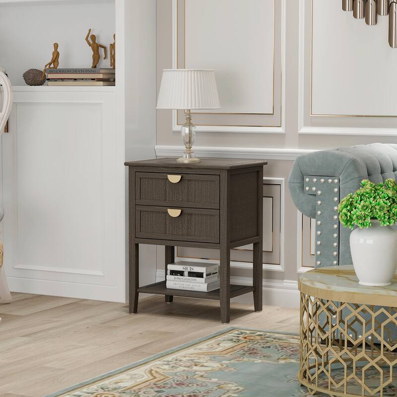 2-Drawer American Style Bedroom Side Table