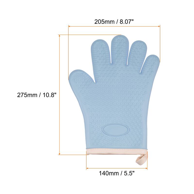 2pcs Silicone Oven Mitts Heat Resistant Rubber Oven Gloves - Light Blue