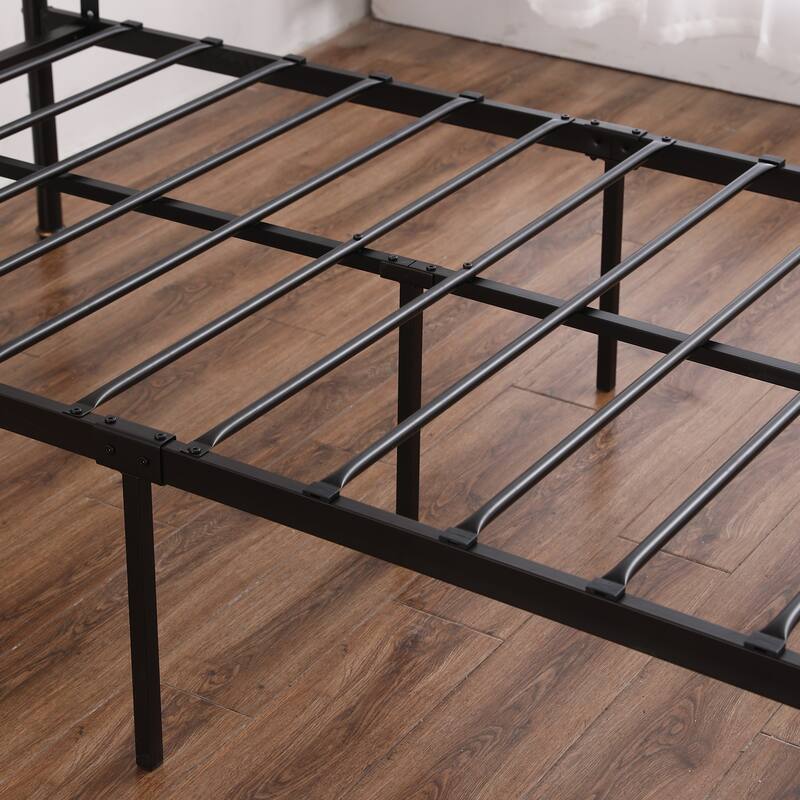Single-Layer Bed Head and Soft Pull Buckle Bed End Standpipe Water Pipe Bed Black Gold-Painted Iron Bed