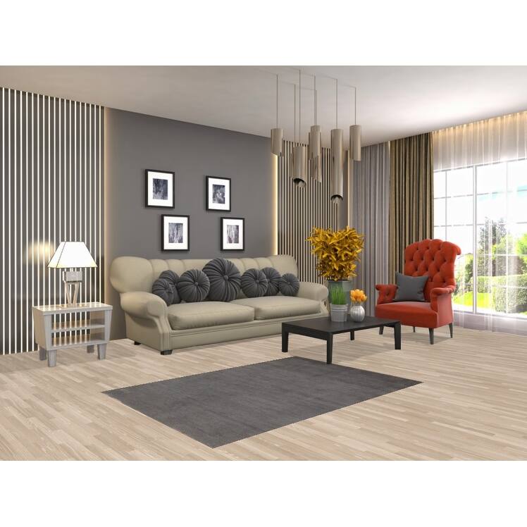 Gray Gabbeh Modern Rug Handmade Wool Carpet - 3'5" x 4'11"