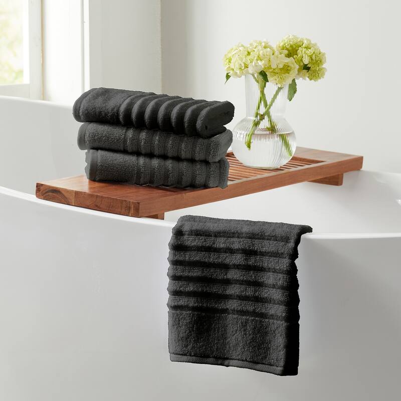 Linery & Co. Combed Cotton Bath Towel Set - Hand Towel (Pack of 6) - Midnight Grey