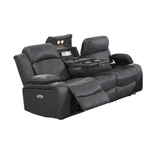 Seda 80 Inch Power Reclining Sofa USB Port Charcoal Vegan