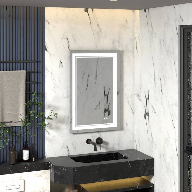 Retangular Wall Mounted LED Bathroom Mirror With Touch Switch Memory Mirror Anti-Fog (Horizontal/Vertical)