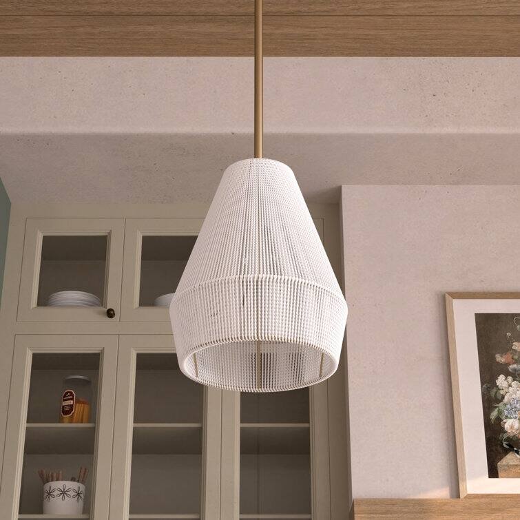 Acroma 1-light Farmhouse Coastal Rattan Kitchen Island Pendant