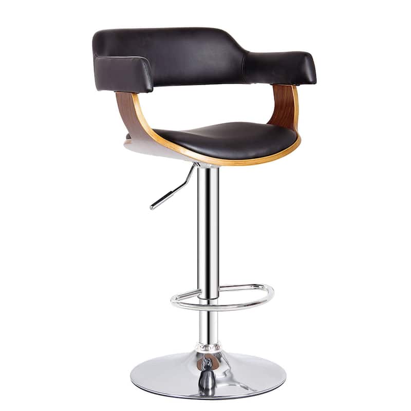 Contemporary Swivel Adjustable Oak Wood Barstool