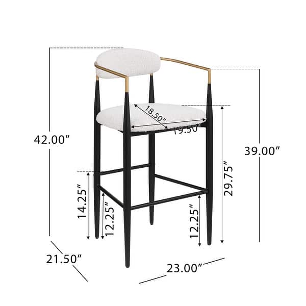 dimension image slide 0 of 4, Christopher Knight Home Elmore Fabric and Iron 30 Inch Barstools (Set of 2)