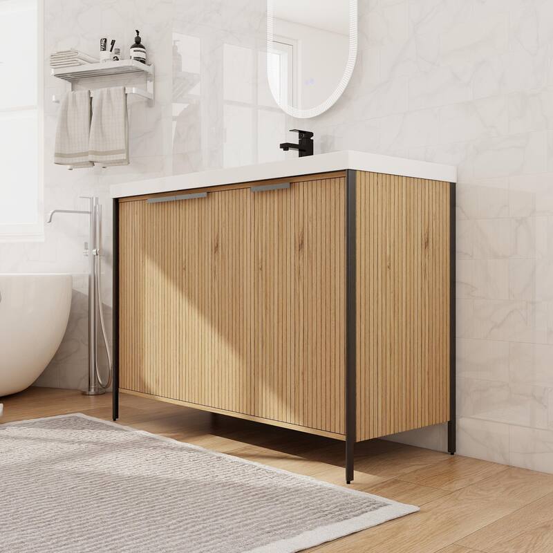 Beingnext 24"/30"/36"/48"/60" Bathroom Vanity with Sink, Freestanding Bathroom Vanity with Soft Close Door and Shelf