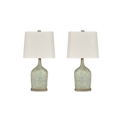 Maribeth Vintage Casual Sage Table Lamp - Set of 2 - 14"W x 9"D x 28"H