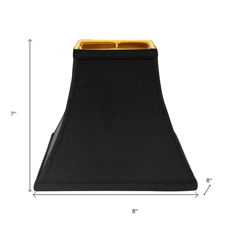 HomeRoots Black Shantung Silk Square Lamp Shade - 8''x8''x7''