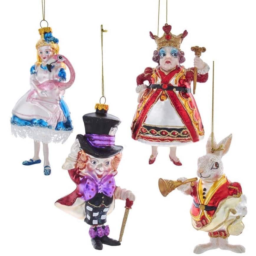 Kurt Adler 5-5.5-Inch Noble Gems Alice in Wonderland 4-Piece Ornament set - 5.5"