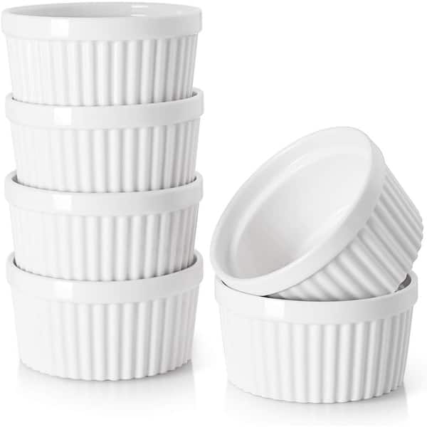 Porcelain Ramekins Set of 6 - White - 6 oz
