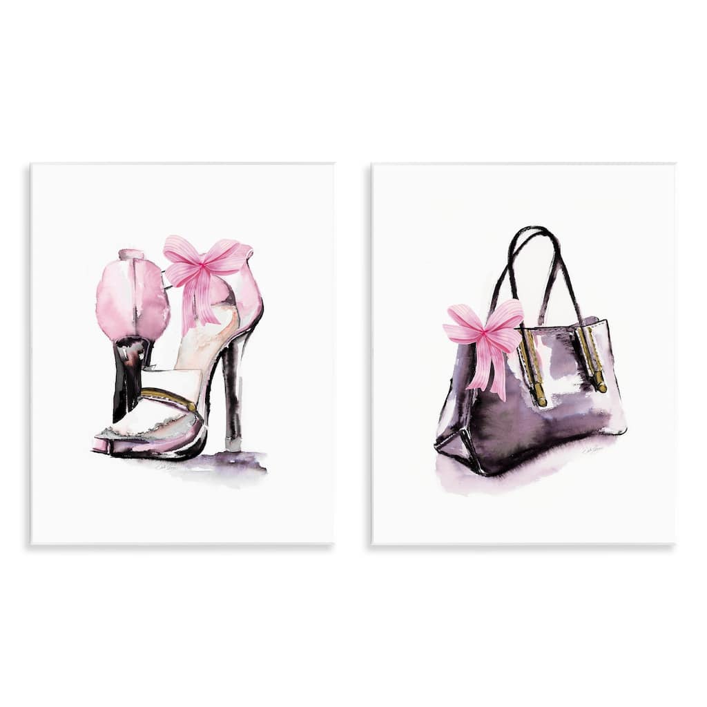 Stupell Luxury Shoes & Handbag Wall Plaque Art Design By Stella Chang (Set of 2)