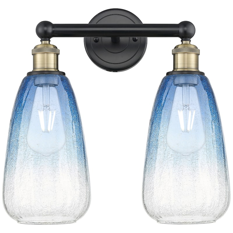Innovations Lighting 616-2W-16-15 Brookhaven Almond Vanity Brookhaven - Black Antique Brass / Sapphire Blue