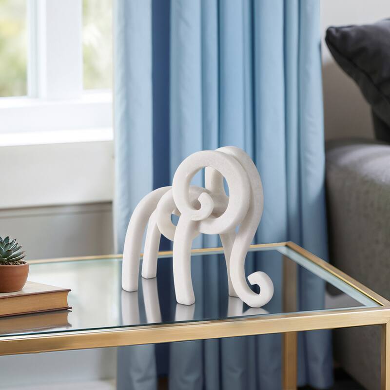 Resin Sculpture Modern Ninove Abstract Elephant Design - 10" White - 12.75" x 4.5" x 10.25"