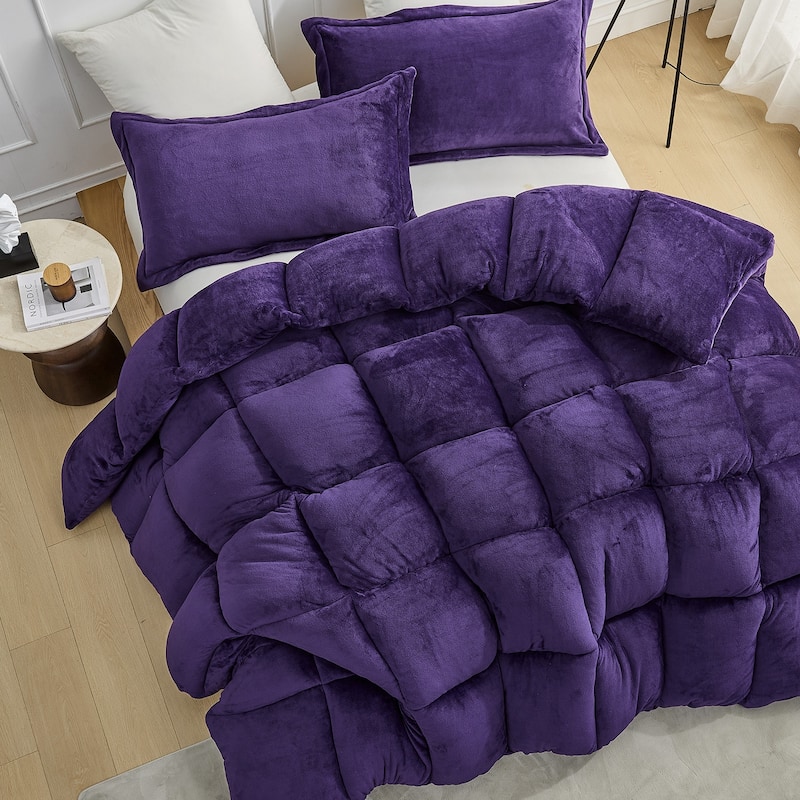 Thicker Than Thick® - Coma Inducer® Oversized Comforter Set - Down Alternative Ultra Plush Filling - Queen - Parachute Purple