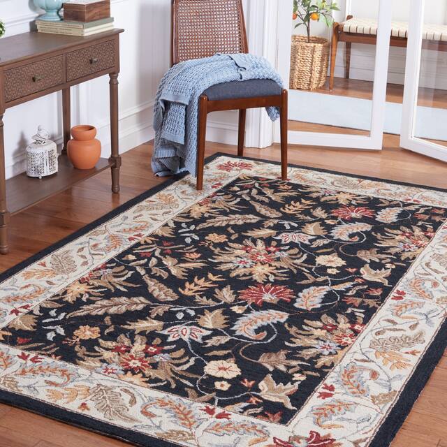 SAFAVIEH Handmade Chelsea Ashlyn French Country Floral Wool Rug - 10' x 14' - Black