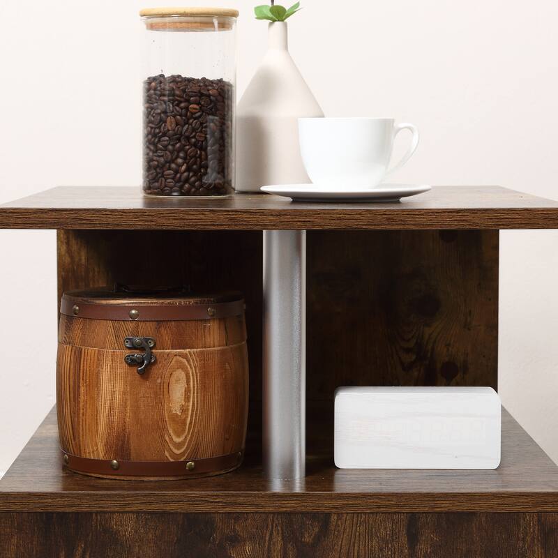HOMCOM 20" Chic Designer S-Shaped Multi-Level Accent End Table Shelf with Steel Poles, White
