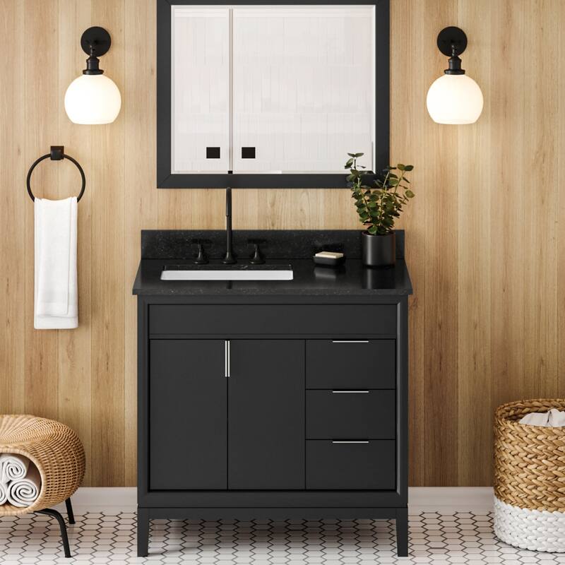 Jeffrey Alexander VKITTHE36R-GRANITE Theodora II 36" Free Standing - Black / Black - Anthracite Finish