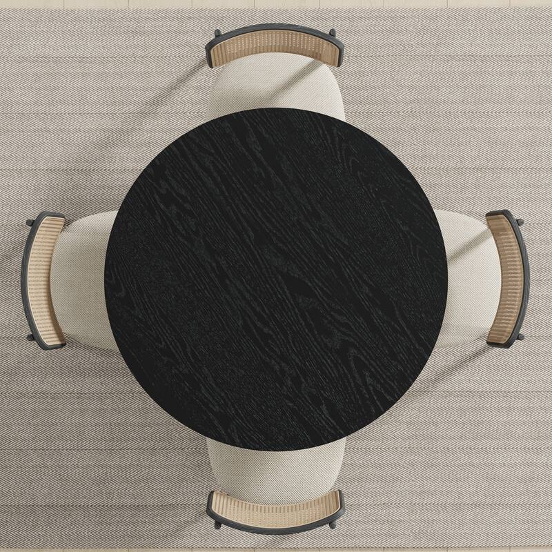 Solid Wood Round Dining Table with Finish and Elegant Arched Legs for Modern Dining Rooms & Kitchens