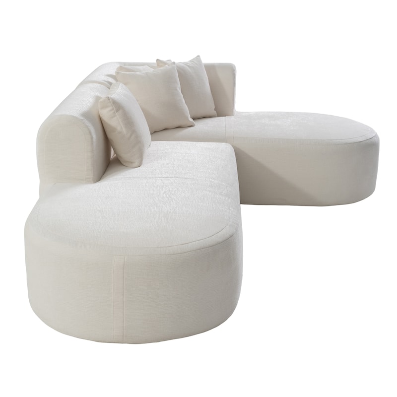Corner Sofa for Living Room, Modern L Upholstered Couches with 4 Pillows, 3 Seater Curved Sofa Couch for Lounge Area