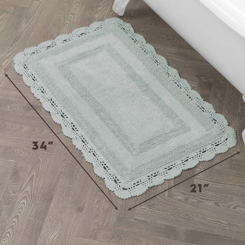 Laura Ashley Reversible Cotton Crochet Bath Rug