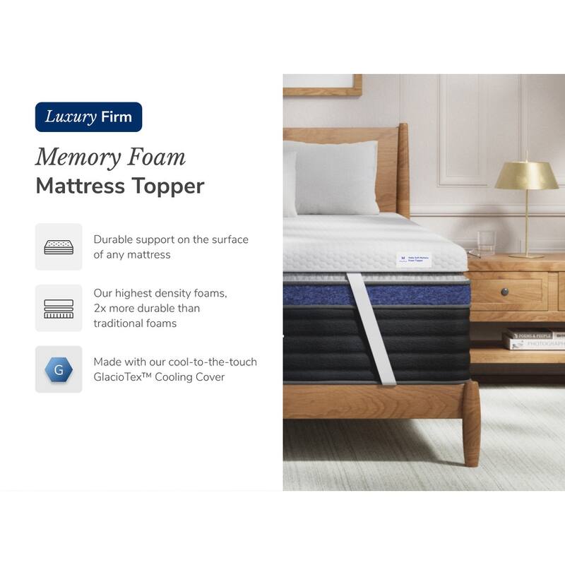 Helix Premium Memory Foam Mattress Topper with GlacioTex, Firm