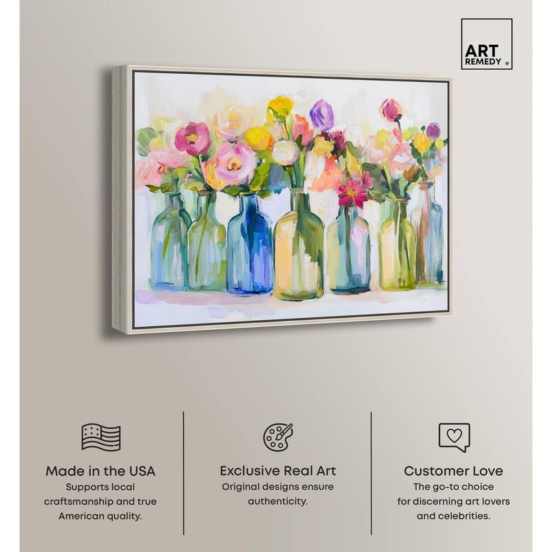 Bottles and Blooms Canvas by Art Remedy