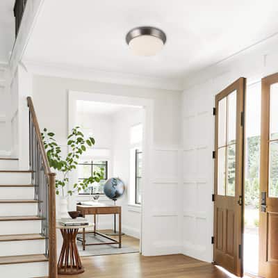 LED Flush Mount Ceiling light 10"D x 4.5"H - Brushed Nickel