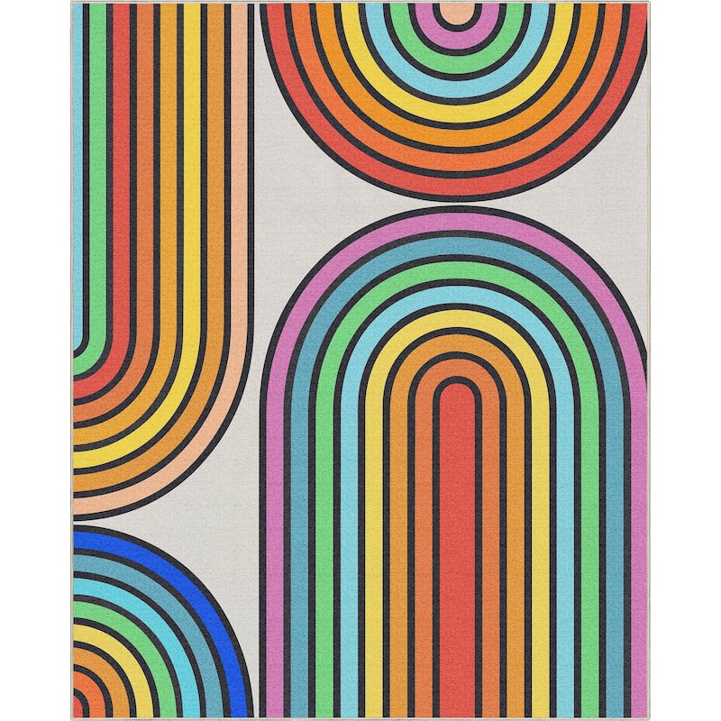 Well Woven Crayola Modern Geometric Stripes Dining Bedroom Playroom Rug