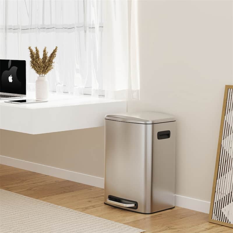 13 Gallon 50L Foot Pedal Operated Soft Close Trash Can Bustbin