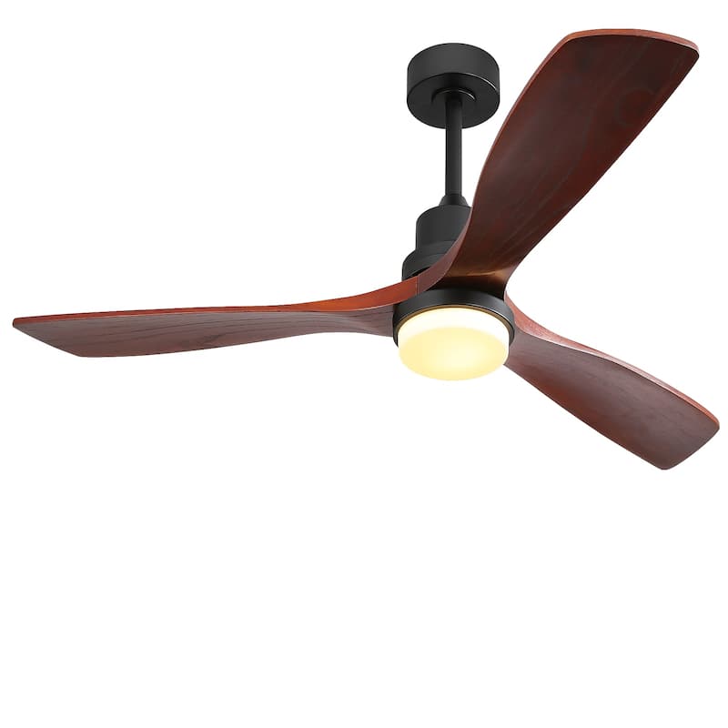 Sofucor 52" Indoor Wood Ceiling Fan Light with Remote, Integrated Light Optional