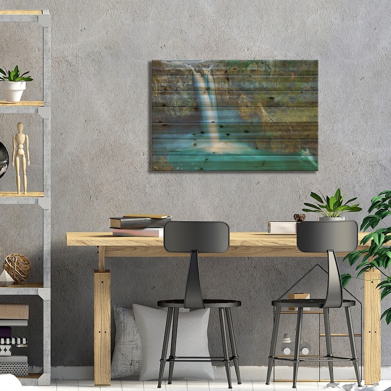 Memories In Blue Print On Wood by Sarah Kadlecek - Multi-Color