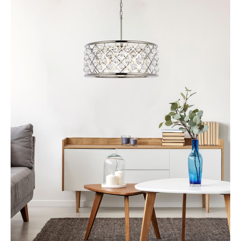 Royce Edge 6-Light Polished Nickel Chandelier - polished nickel (royal cut clear crystals)