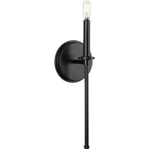 Elara Collection One-Light New Traditional Matte Black Wall Light - 5.75 in x 4.37 in x 16.62 in
