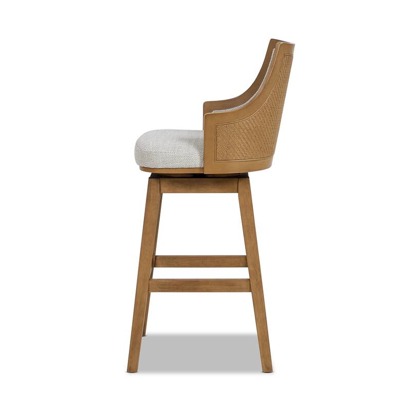 Bahama 26" Cane Rattan High-Back Swivel Counter Height Bar Stool