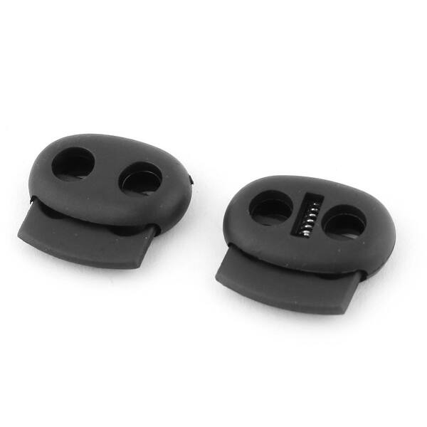2 Hole Spring Loaded Rope Cord Lanyard Lock Stopper Toggle Black 17pcs ...