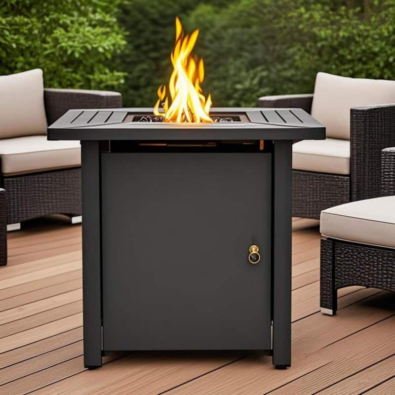 30" Propane Square Steel Gas Fire Pit with 50000 BTU