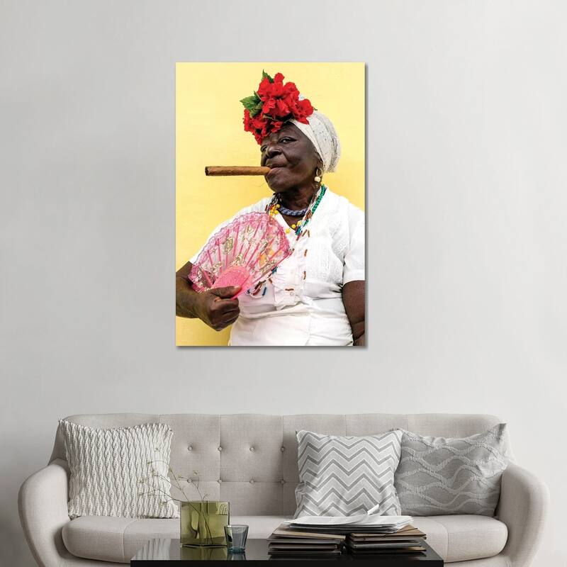 iCanvas "Woman Smoking Cigar In Havana Cuba" by Susanne Kremer Canvas Print - 48x32x1.5