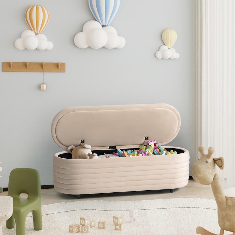 Farrah Velvet Polyester Flip Top Storage Ottoman - 54"