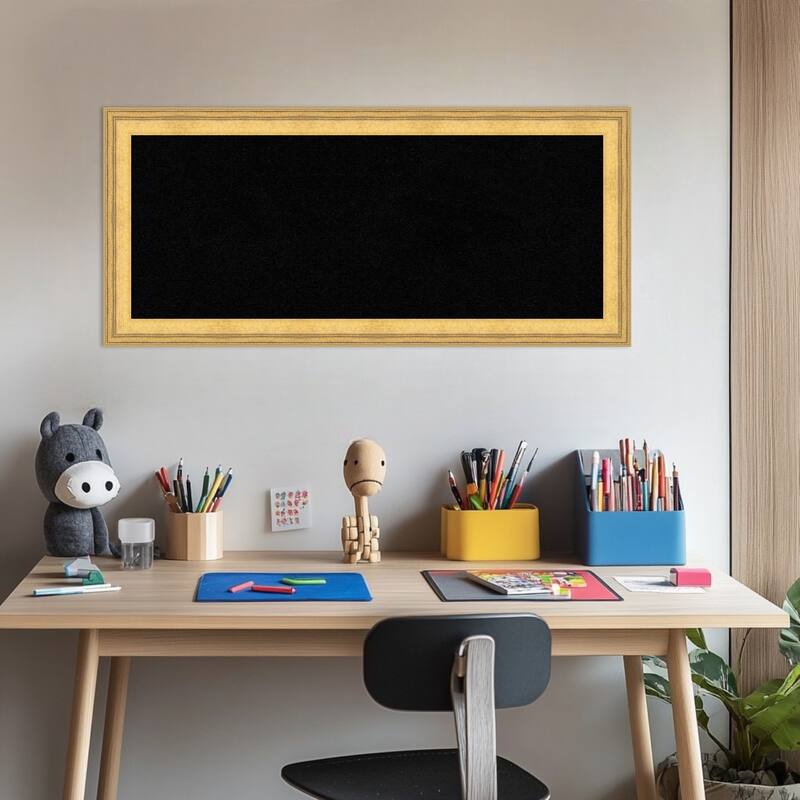 Owen Gold Wood Framed Cork Board - Bulletin Board, Organization Board, Pin Board
