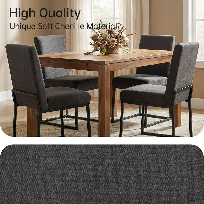 Mid Century Modern Dining Chair with Black Metal Legs