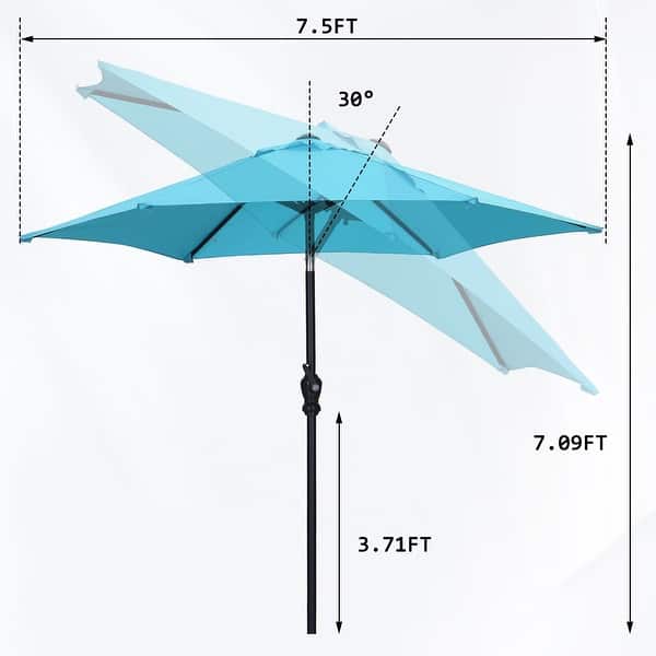 dimension image slide 5 of 17, Autlaycil 7.5FT Patio Umbrella with Tilt and Crank