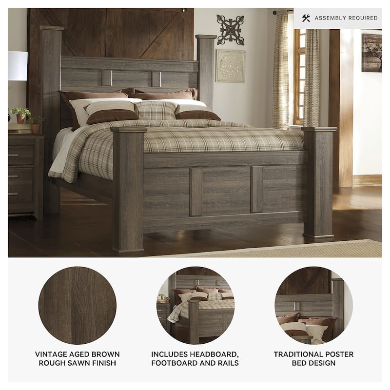 Juararo Dark Brown Poster Bed